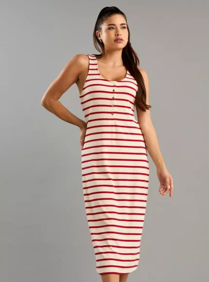 Striped Sleeveless Dress with Scoop Neck