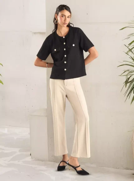 Textured Button Front Cardigan